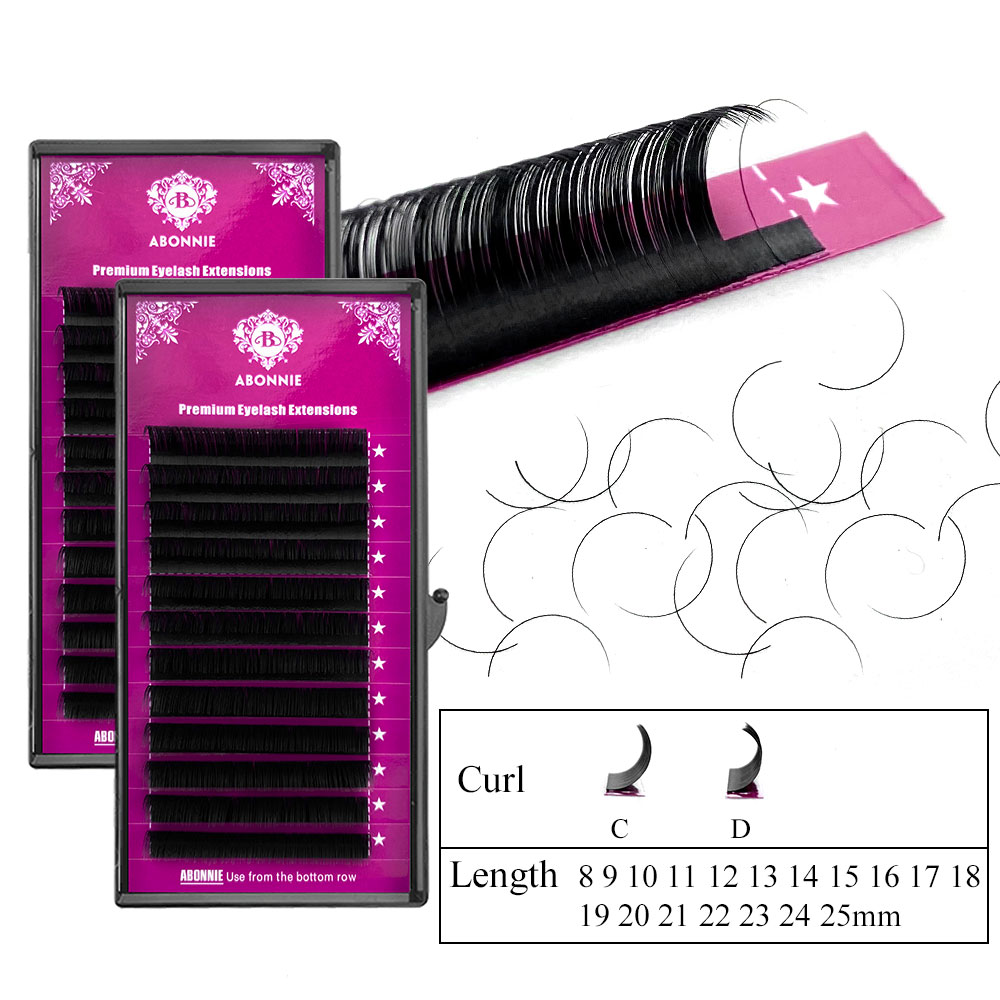 Abonnie B Curl 8-15mm رموش فرد - مراجعة Eyelash Extensions Classic وسعره